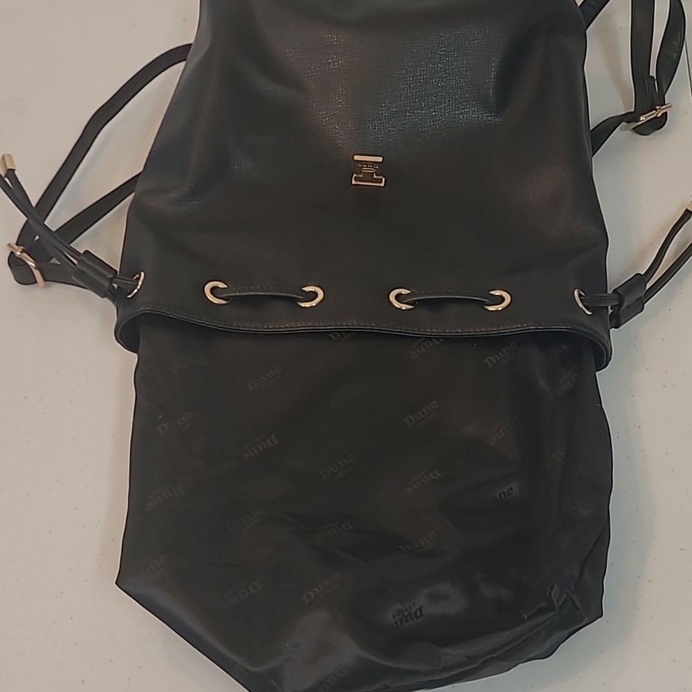 Dune London Calf Hair Leopard Flap / Black Leather Backpack Adjustable Straps - Picture 10 of 13